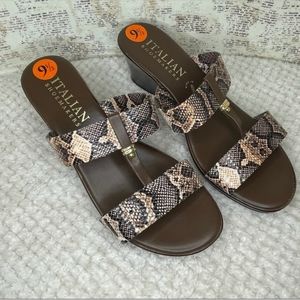 Italian Shoemakers snakeskin slip in sandals